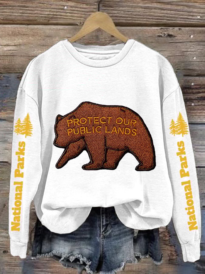 Women'S Protect Our Public Lands National Parks Print Sweatshirt