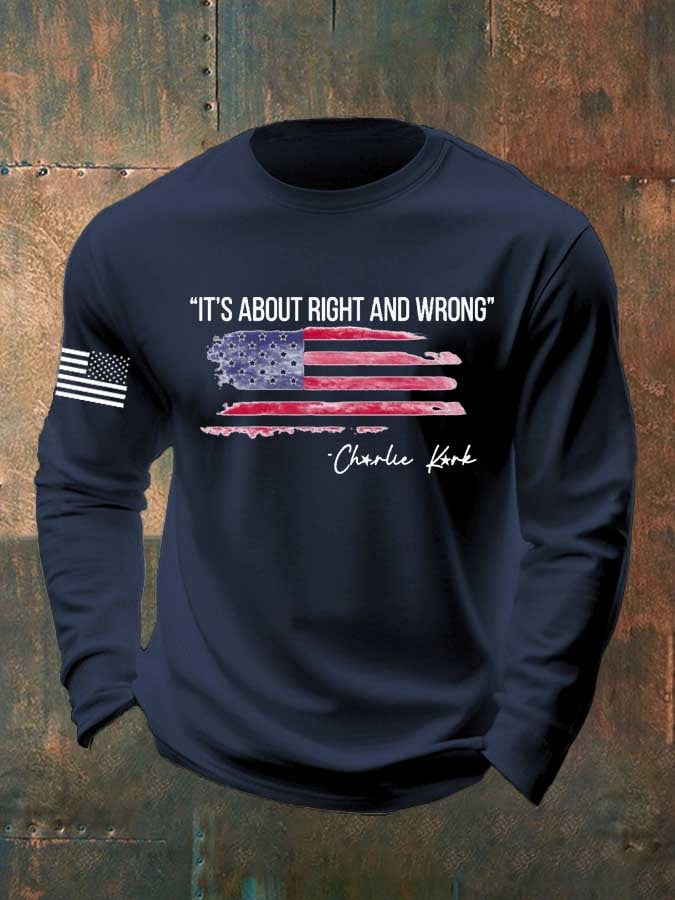 Men'S Casual It's About Right And Wrong Print T-Shirt