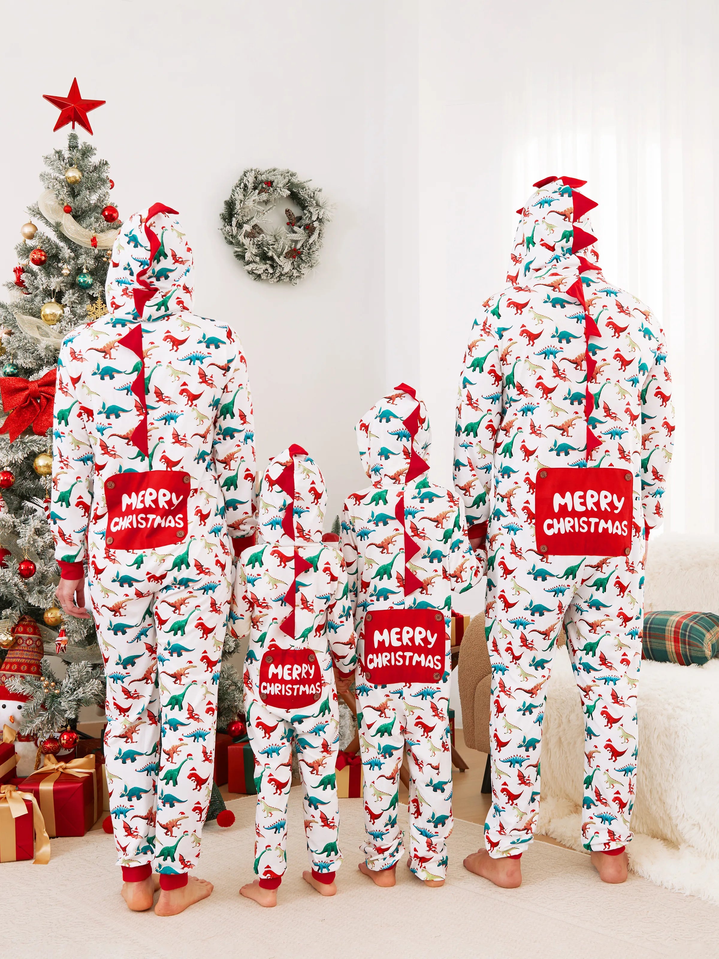Christmas Family Matching Pajamas with 3D Design Onesie PJS with Christmas Socks Multi-color