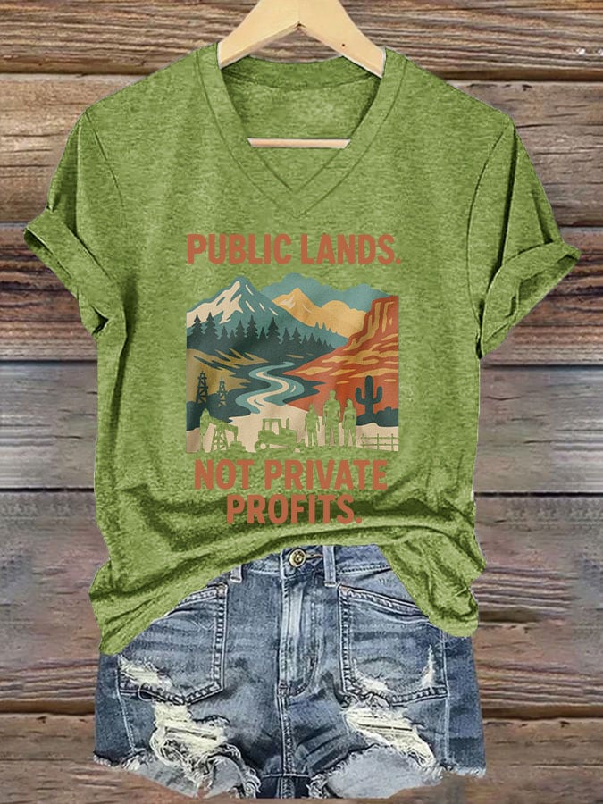 Women's Public Lands Not Private Profits Printed T-shirt