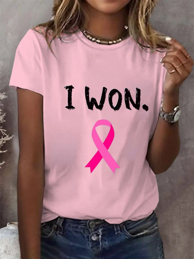 Women's Breast Cancer Awareness Print Casual T-Shirt
