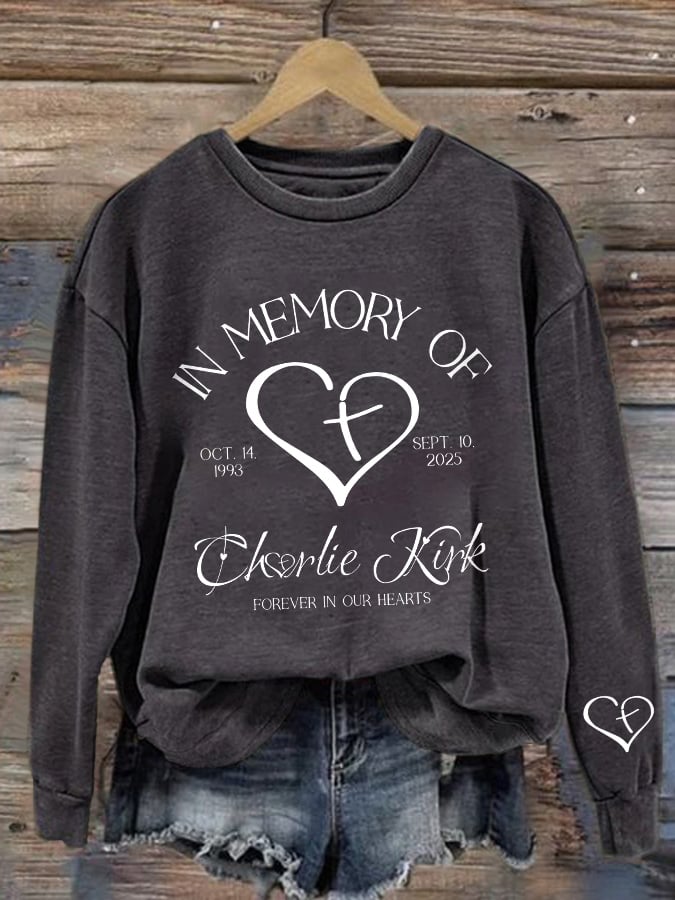 Retro Forever In Our Hearts Print Sweatshirt