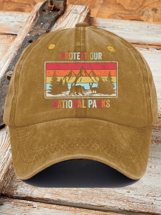 Retro Protect Our National Parks Printed Baseball Cap