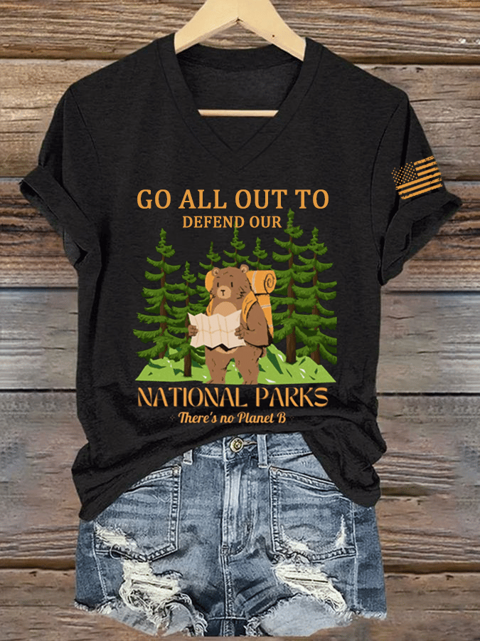 Women's Protect National Parks Print V-Neck T-Shirt