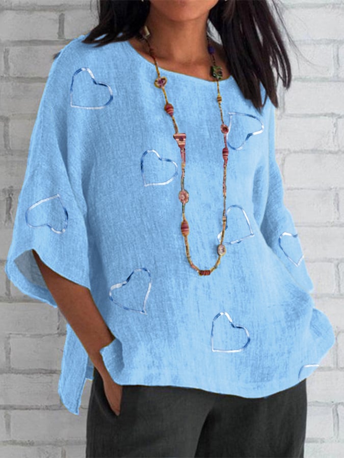 Women's Breast Cancer Awareness Print Crew Neck Loose Fit Shirt