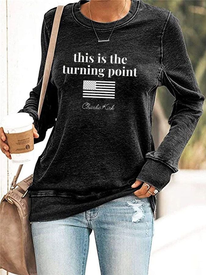 Retro This Is The Turning Point Print Sweatshirt