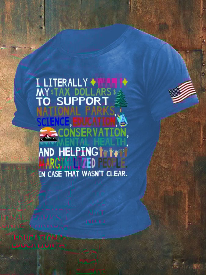 Men's Support Our National Parks Printed Round Neck T-Shirt