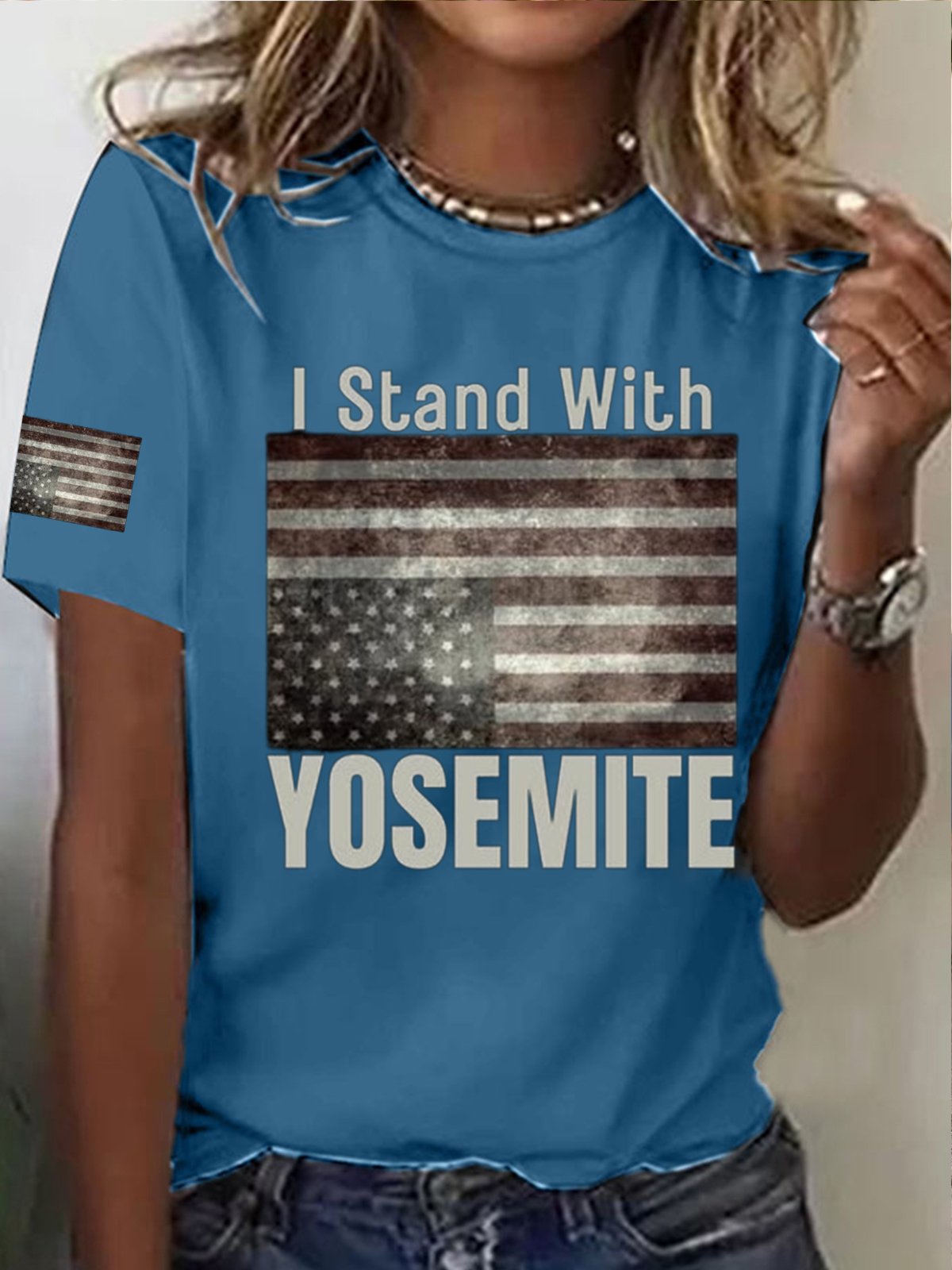 Women's I Stand With Yosemite Printed Short-Sleeved T-Shirt
