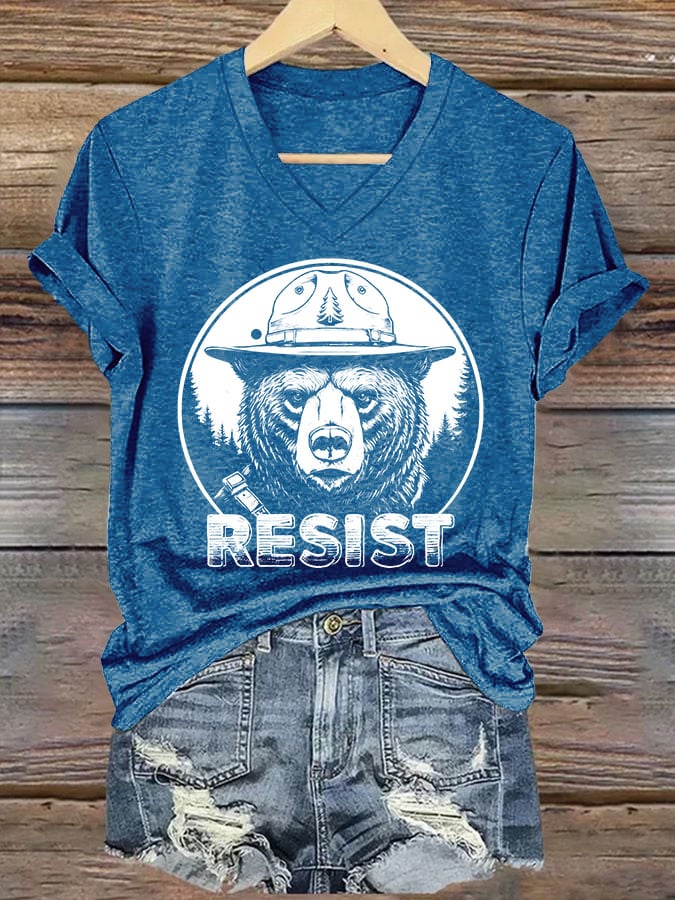 Women's Protect Our National Parks Print V Neck T-Shirt