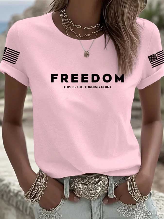 Women's Commemorative Leader FREEDOM Print Crew Neck T-Shirt