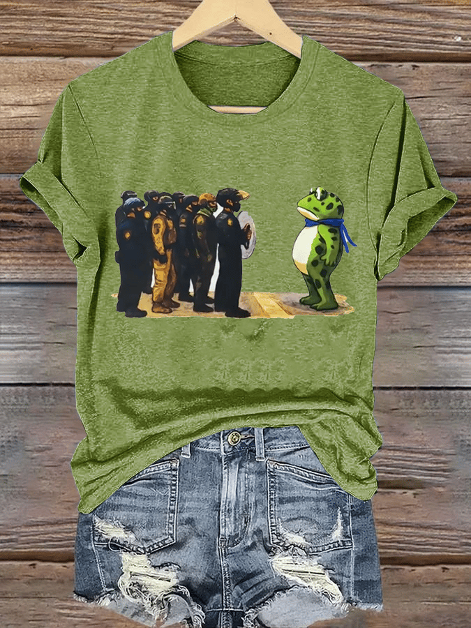 Women's Portland Frog Resist Printed Casual T-Shirt