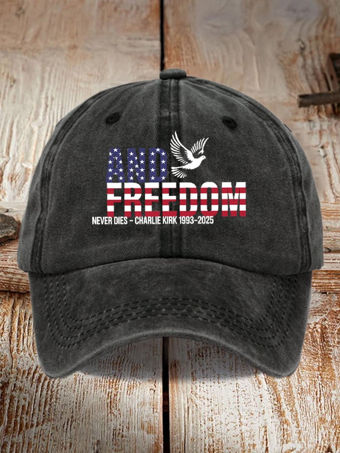 Peace and Freedom American Flag Print Baseball Cap