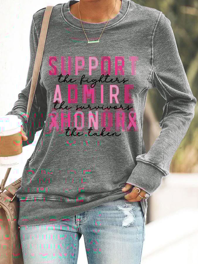Women'S Casual Support The Fighter Admire The Survivors Honor The Taken Long-Sleeved Sweatshirt