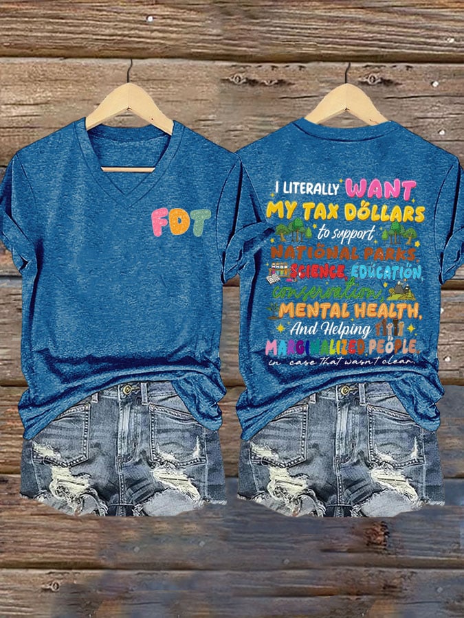 Women's Support National Parks Printed V Neck T-shirt