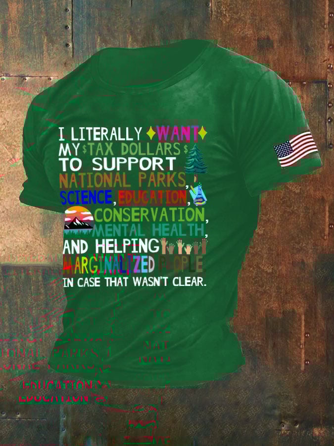 Men's Support Our National Parks Printed Round Neck T-Shirt