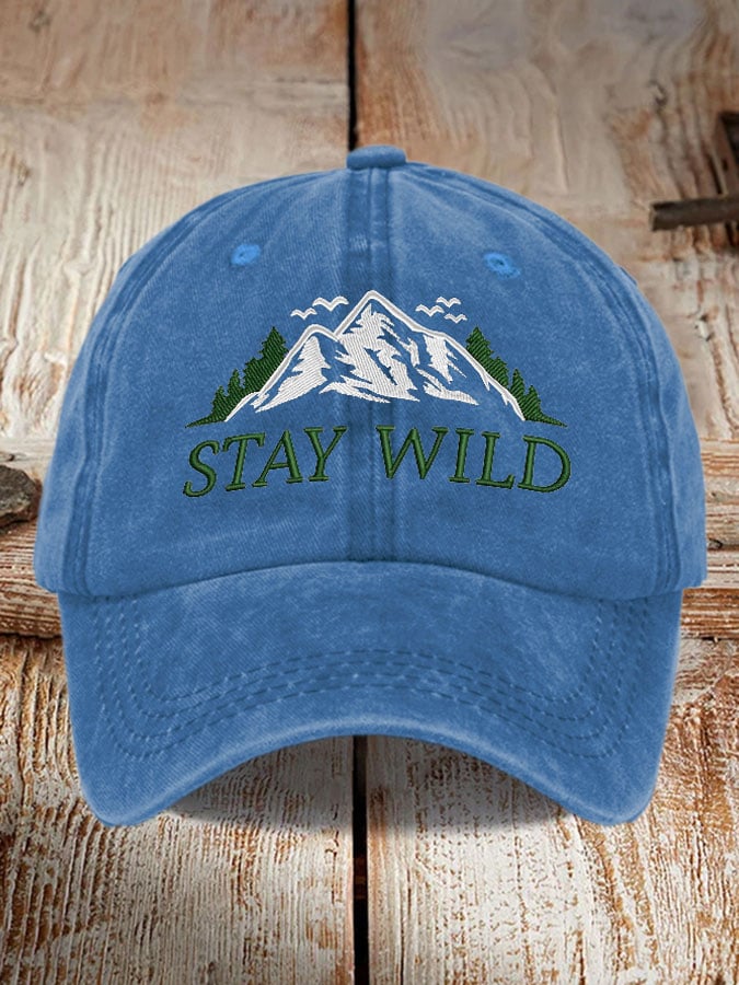 Retro Stay Wild Mountains Protect National Parks Printed Baseball Cap
