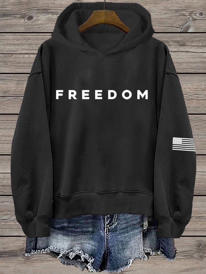 Women's Freedom Print Hooded Sweatshirt