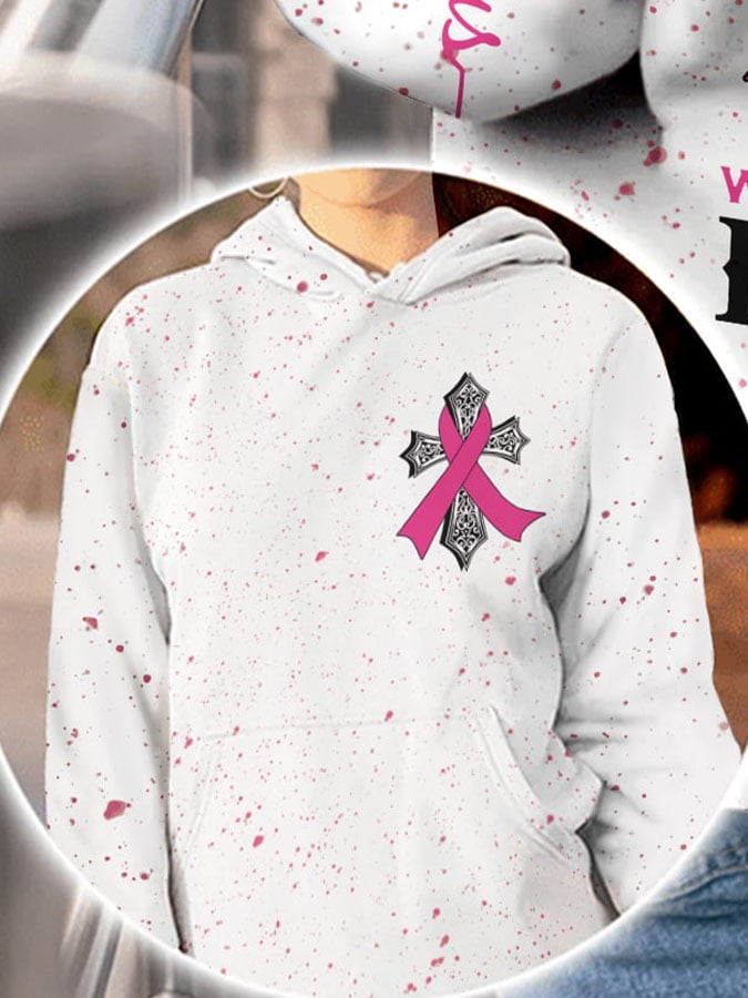 Faith Jesus Breast Cancer Awareness I Wear Pink For Myself Print Hoodie
