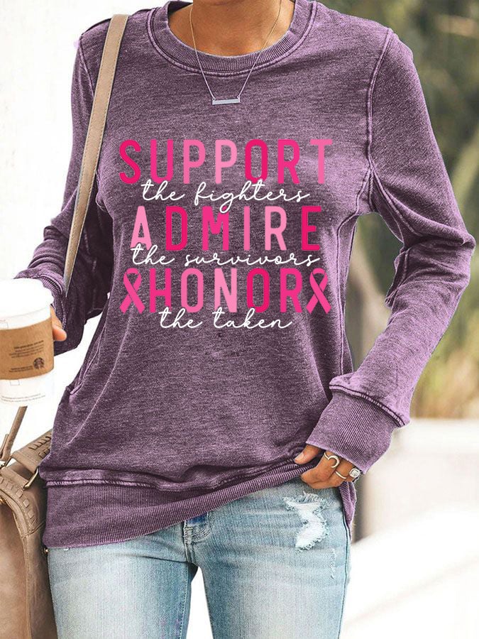 Women'S Casual Support The Fighter Admire The Survivors Honor The Taken Long-Sleeved Sweatshirt
