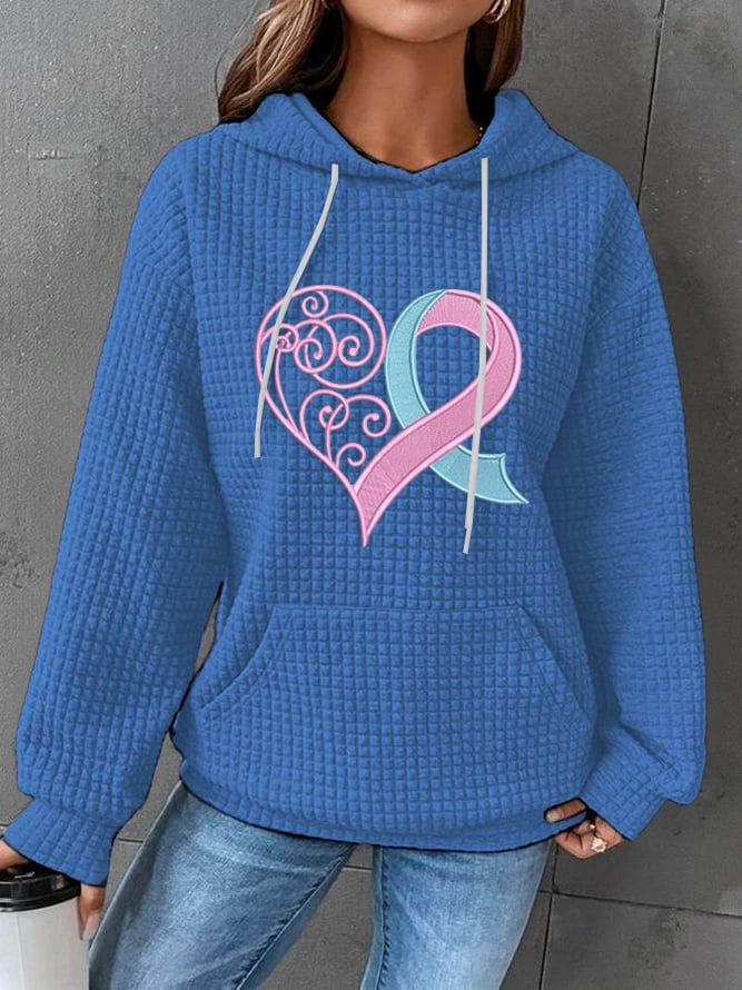 Women's Pink Heart Print Hoodie