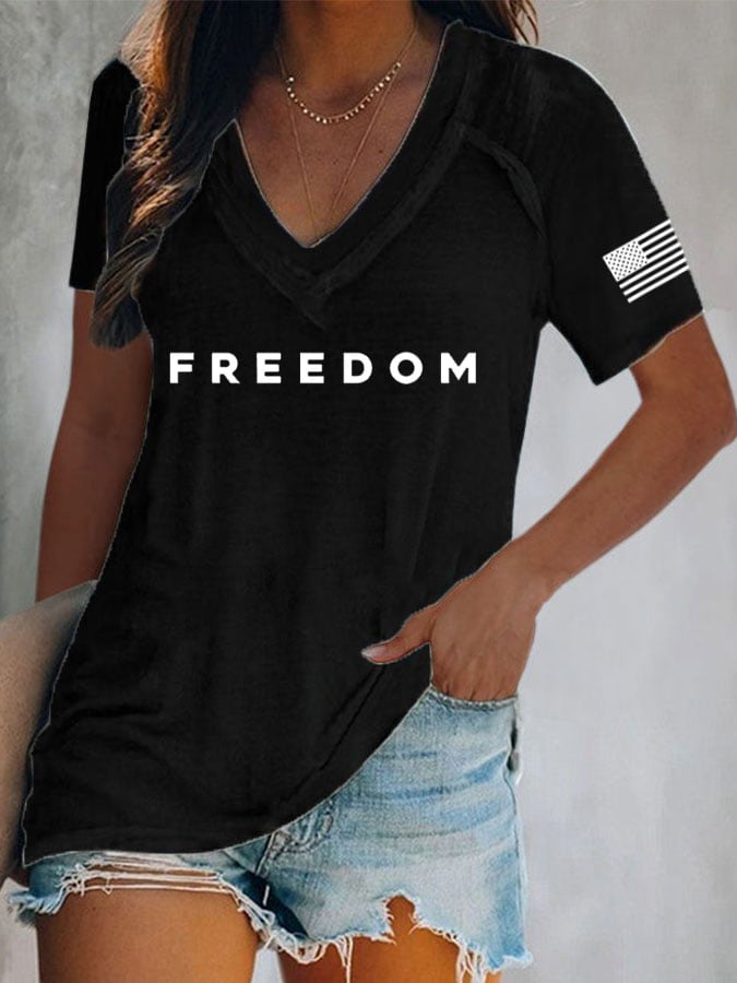 Women's Freedom Print Casual T-Shirt