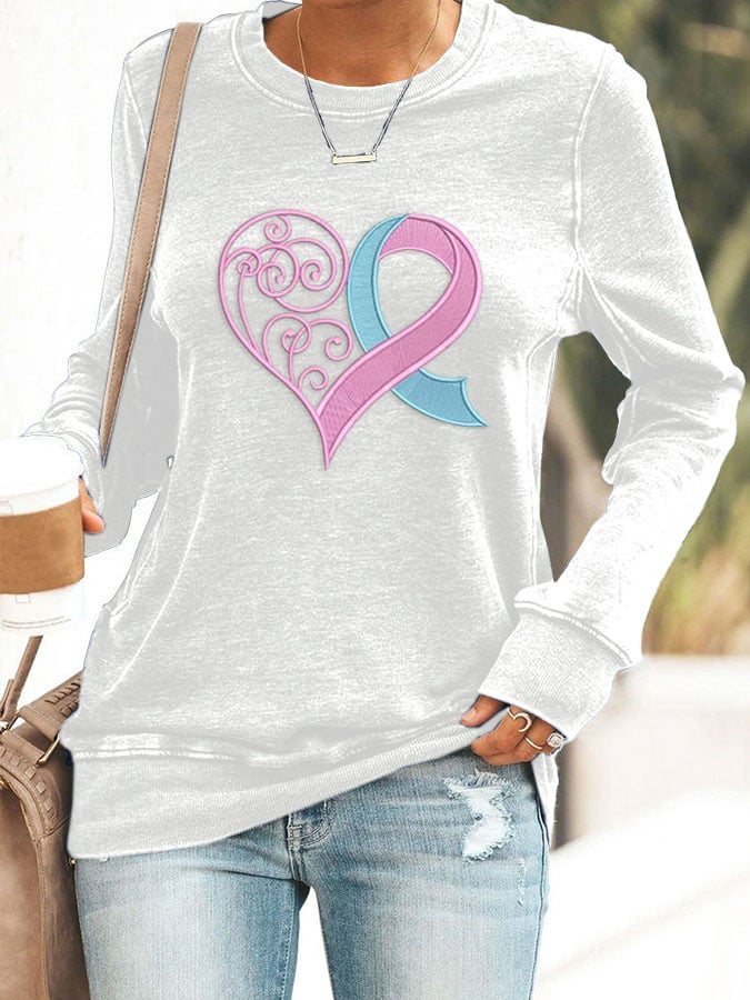 Women's Breast Cancer Awareness Print Sweatshirt