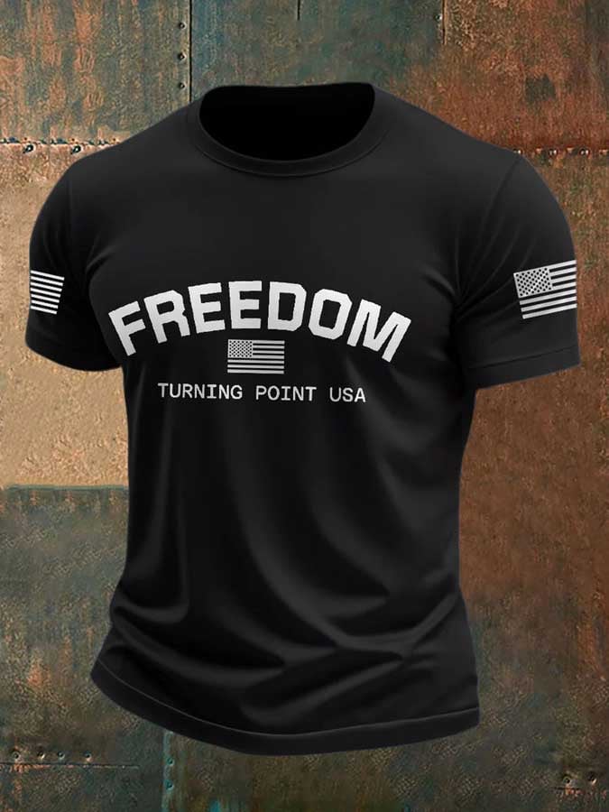 Men's Freedom Flag Print T-Shirt