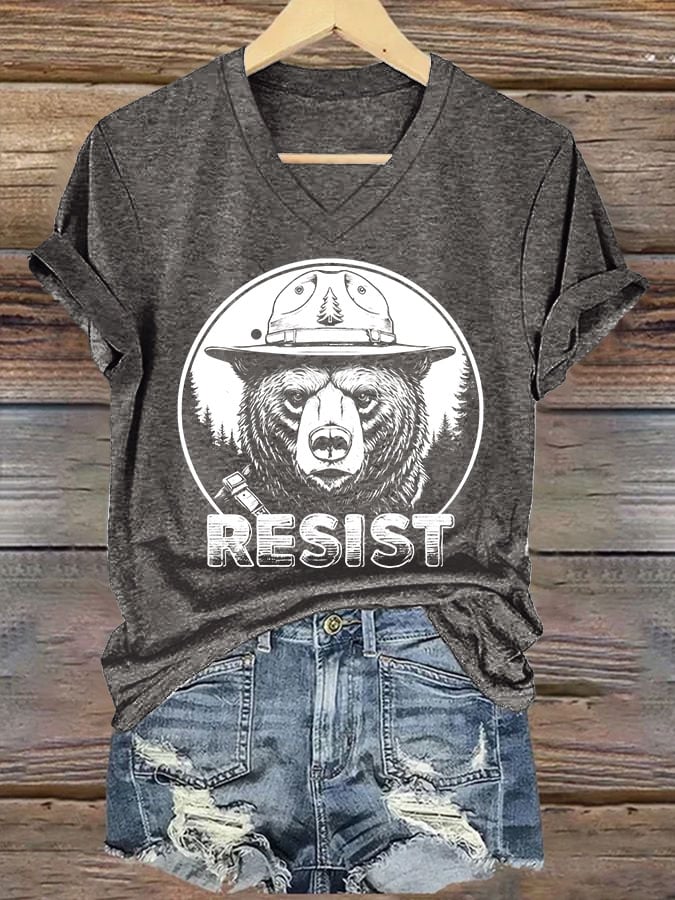 Women's Protect Our National Parks Print V Neck T-Shirt