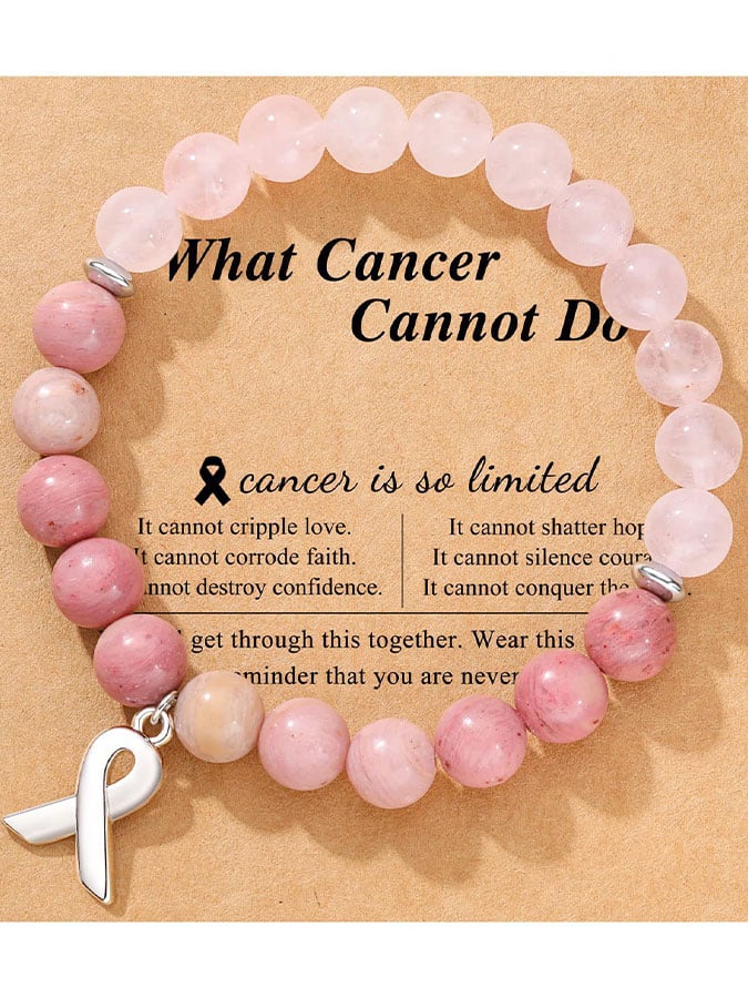 Women's Breast Cancer Awareness Ribbon Pendant Handmade Casual Bracelet