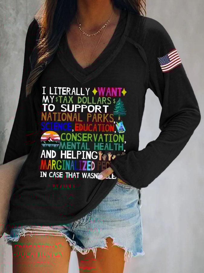 Women's Support National Parks Print V Neck T-Shirt