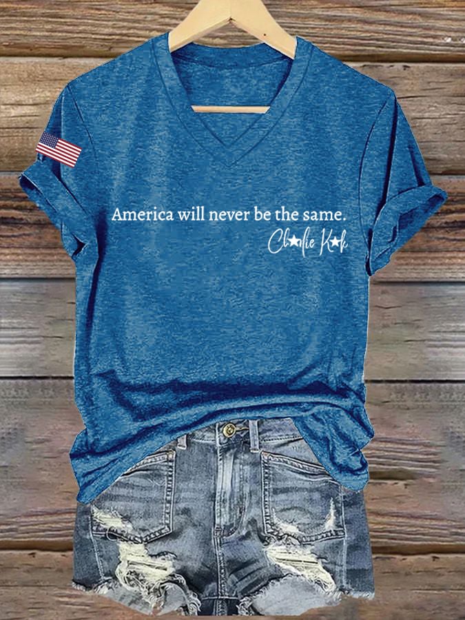 Women's Hot Spot Print V Neck T-shirt