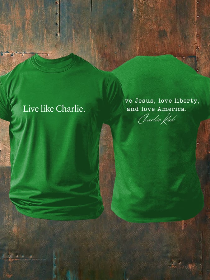 Men's Retro Live Like I Love Jesus, Love Liberty, And Love America Print T-Shirt