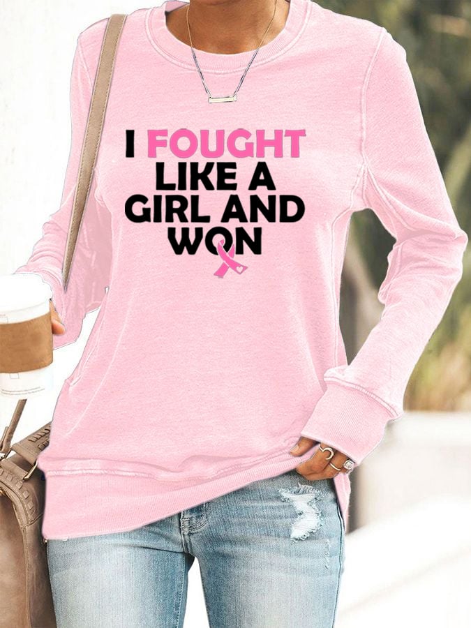 Women's Breast Cancer Survivor Printed Long Sleeve Sweatshirt