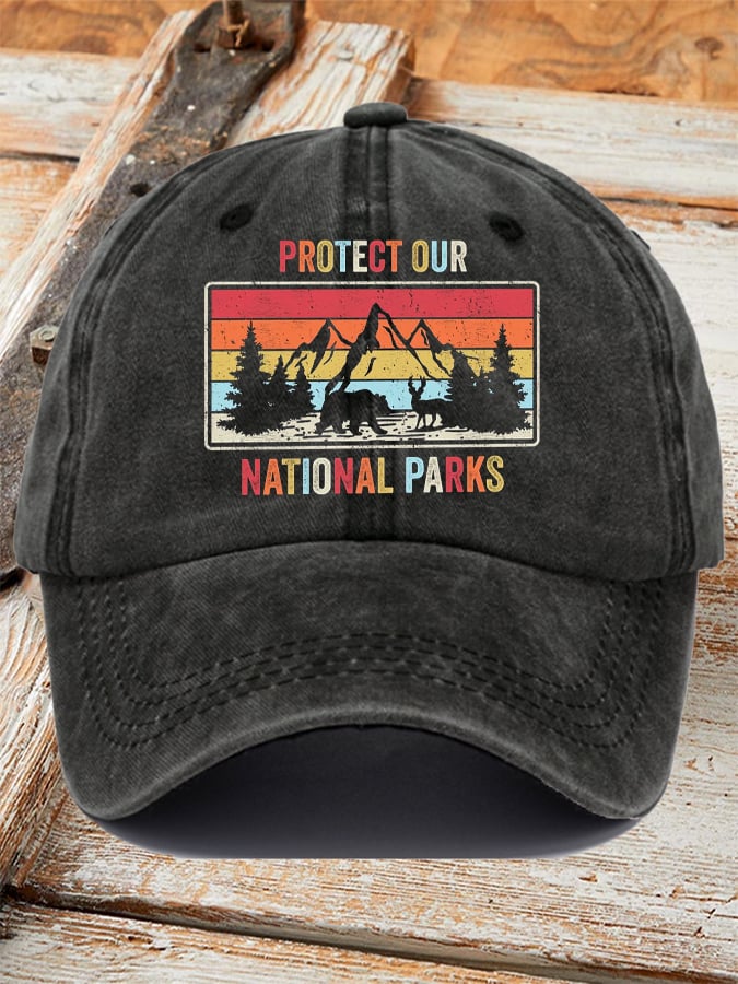 Retro Protect Our National Parks Printed Baseball Cap