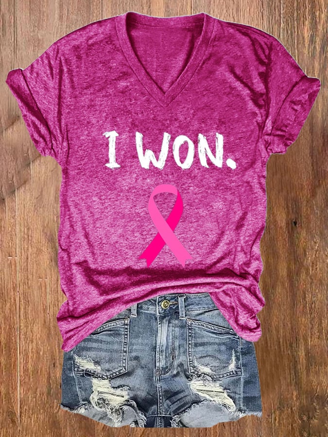 Women's Breast Cancer Survivor Printed Casual T-Shirt