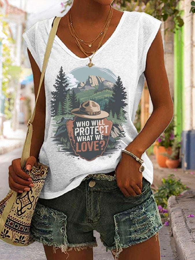 Women's Who Will Protect What We Love Print Tank Top