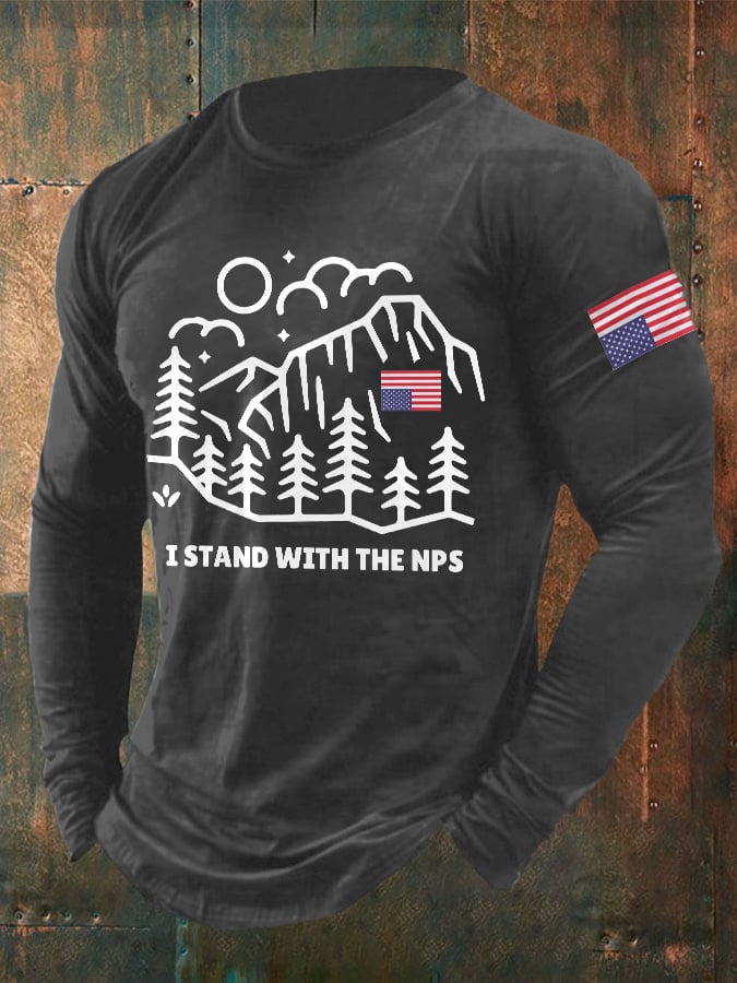 Men's Retro I Stand With The NPS National Park Support Print T-Shirt