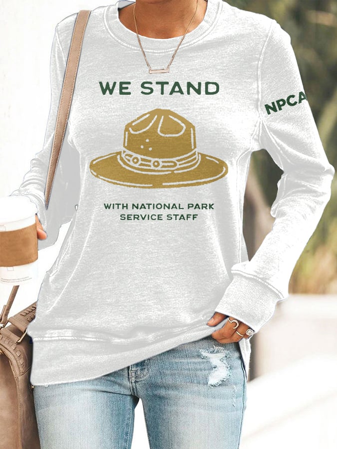 Retro We Stand With National Park Service Staff NPCA Print Sweatshirt