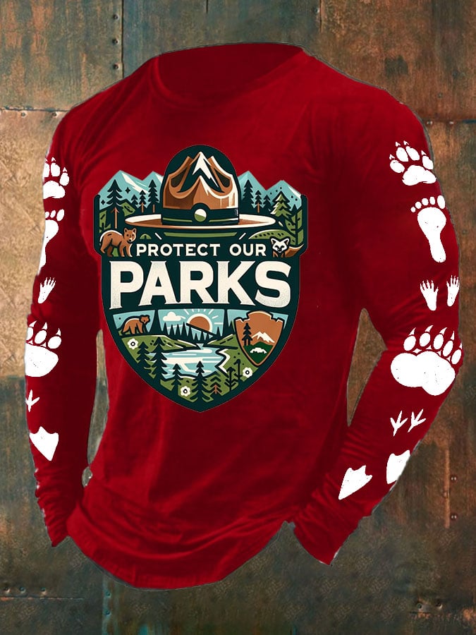 Men's Protect Our National Parks Print Long Sleeve Top