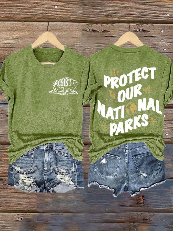 Women's Protect Our National Parks Printed Short-Sleeved T-Shirt