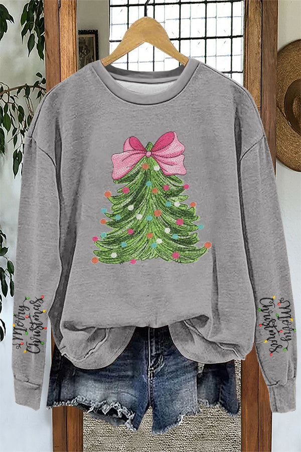 Sweet Christmas Tree Print Sweatshirt