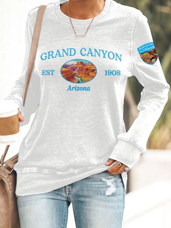 Retro Grand Canyon National Park Print Sweatshirt