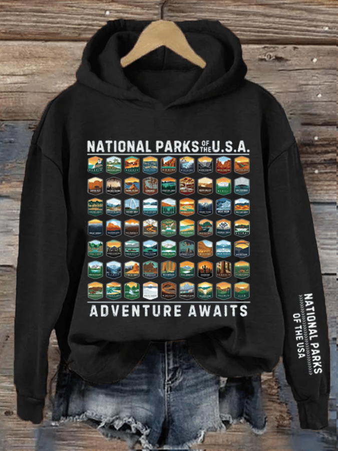 Women's National Parks Of The USA Heat Transfer Hood Sweatshirt