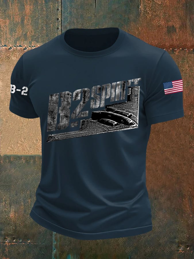 Men's Retro Midnight Hammer B-2 Spirit Print T-Shirt