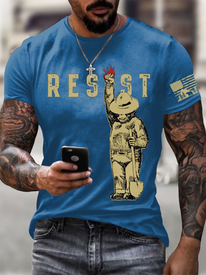 Men's Protect Our National Parks Printed Round Neck T-Shirt