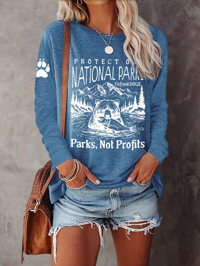Women's Protect Our National Parks Print Casual T-Shirt