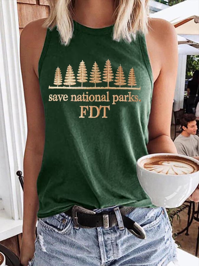 Women's Retro Save National Parks FDT Print Tank Top