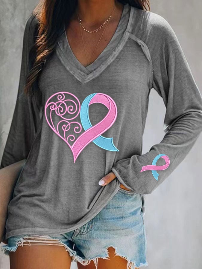 Women's Pink Breast Cancer Love Long Sleeve T-Shirt