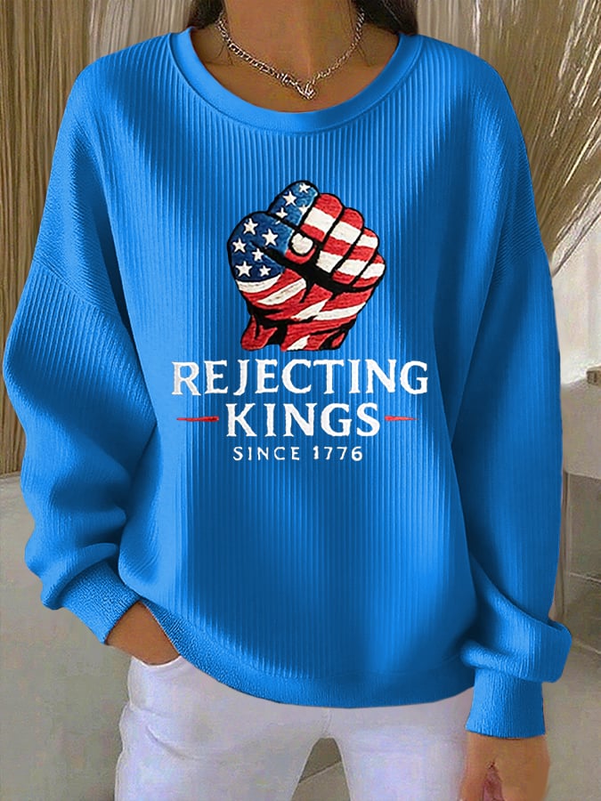 Women's “Rejecting Kings Since 1776” Knitted Sweatshirt