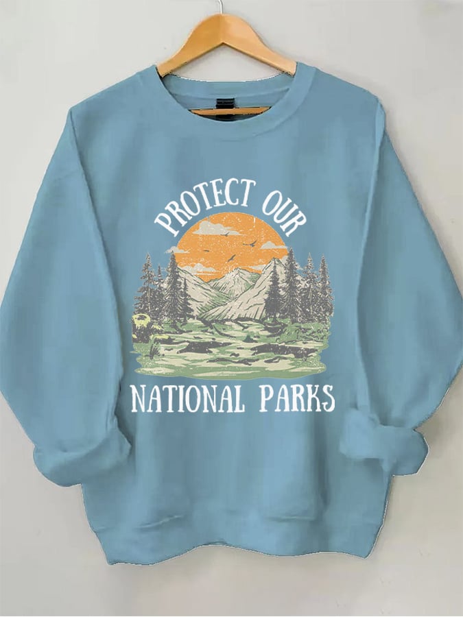 Women's Protect Our National Parks Print Cozy Sweatshirt